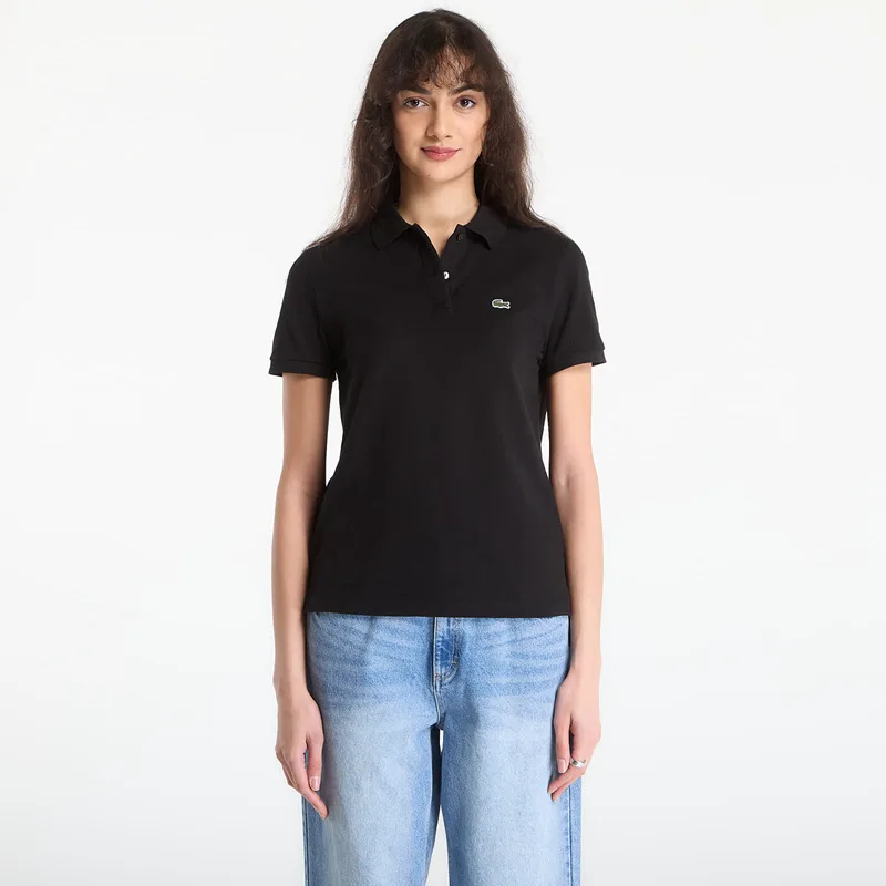 T-shirt LACOSTE Short Sleeved Ribbed Collar Shirt Black 36