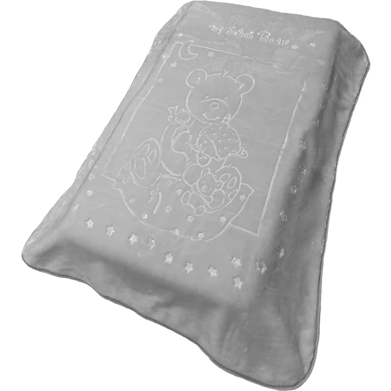 Κουβέρτα Βελουτέ Κούνιας 110x140 Dimcol Sweet Bear 13 Grey 110x140