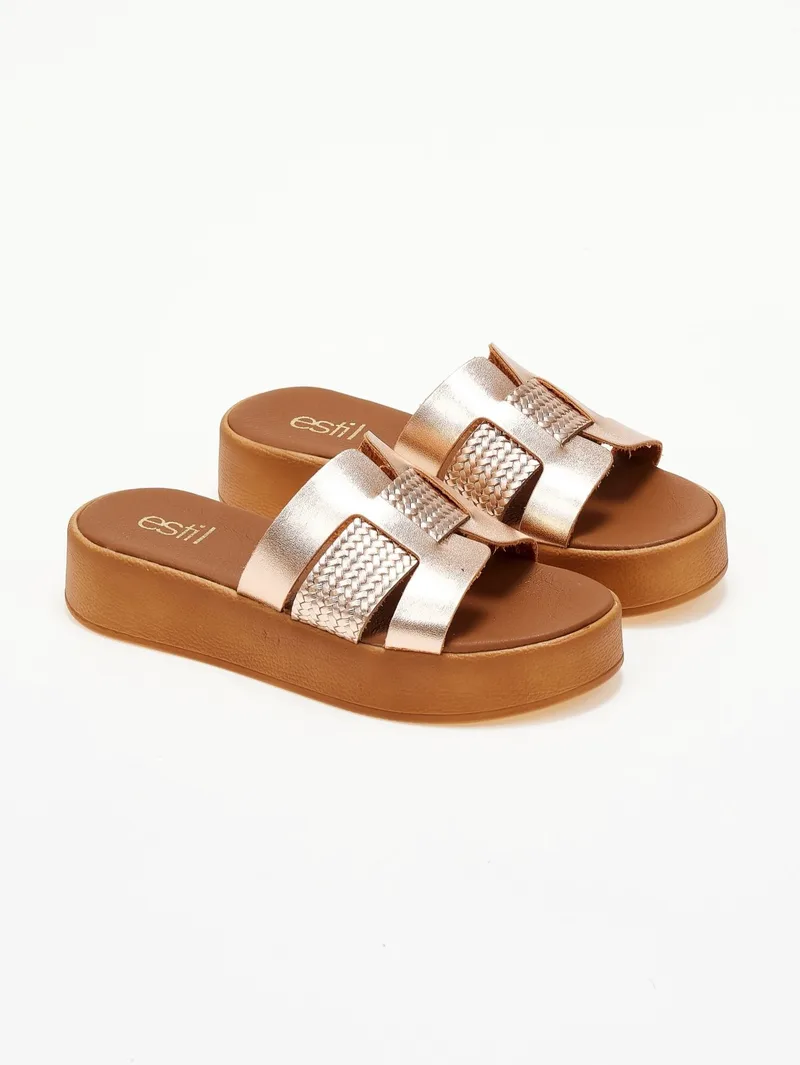 Estil Flatform Sandals Woven Pattern - 72 - Copper