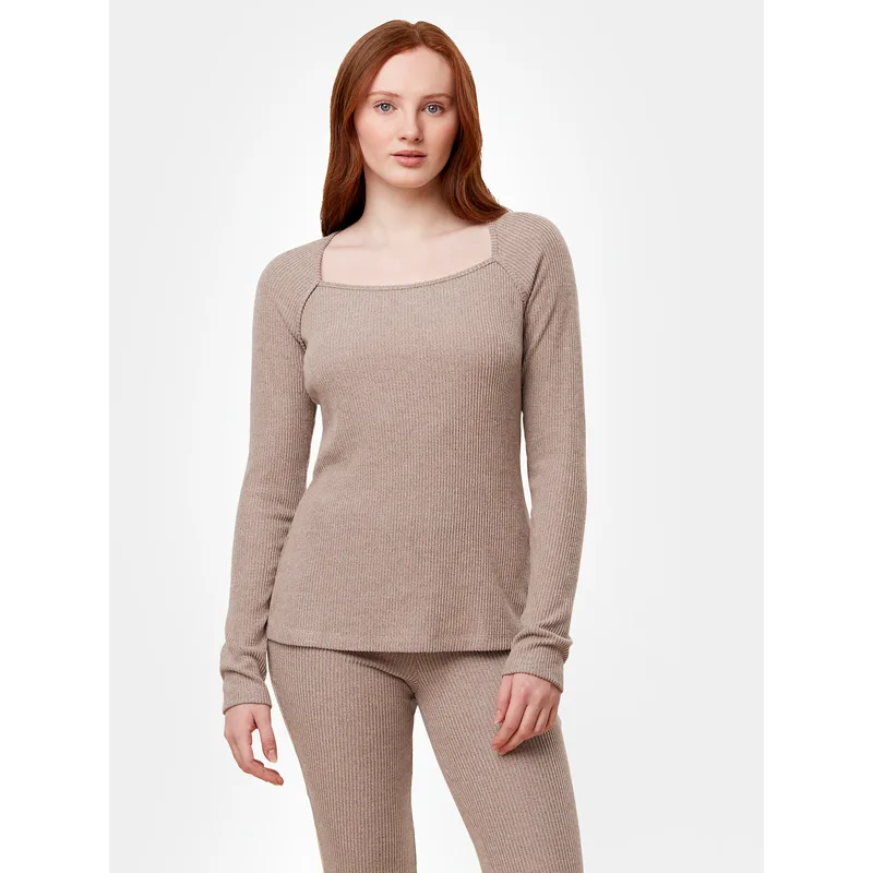 Triumph Μπλούζα πιτζάμας Thermal MyWear Top LSL 10216551 Μπεζ Regular Fit