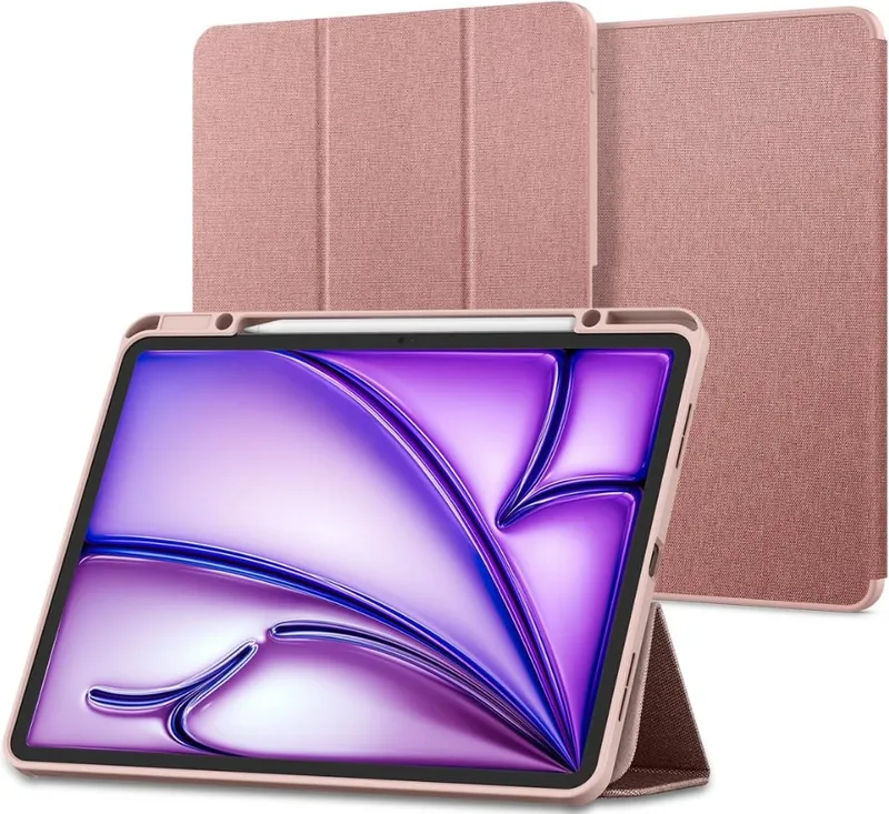 Σκληρή Flip Υφασμάτινη Θήκη με Υποδοχή Apple Pencil - Apple iPad Air 13" 2025 / 2024 - Spigen Urban Fit - Rose Χρυσό (ACS07673)