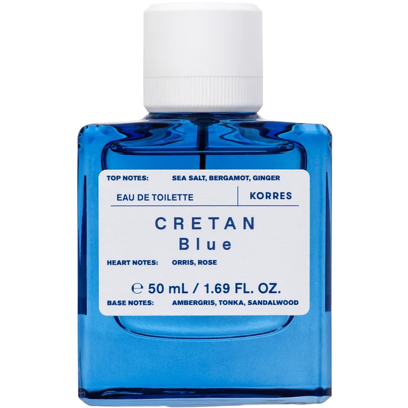 Korres Cretan Blue Eau de Toilette Μεσογειακό Άρωμα με Νότες από Θαλασσινό Αλάτι, Περγαμόντο & Ginger 50ml