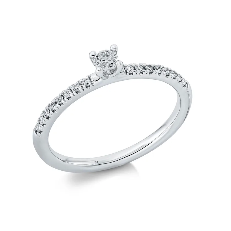 Diamond Group Μονόπετρο Δαχτυλίδι με Διαμάντια Brilliant από Λευκό Χρυσό 18 Καρατίων DDX726