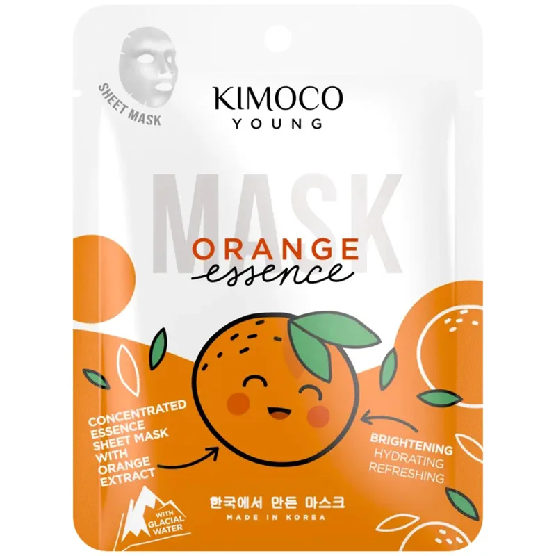 Kimoco Young Πορτοκαλί Essence Sheet Mask Μάσκα Προσώπου για Λάμψη με Εκχύλισμα Πορτοκαλιού & Κρυστάλλινο Νερό 25ml