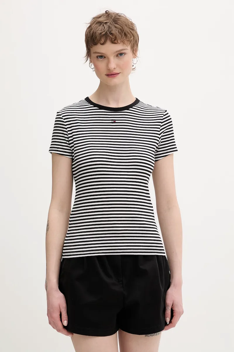 Tommy Jeans t-shirt basic Γυναικείο βαμβακερό με ελαστάν