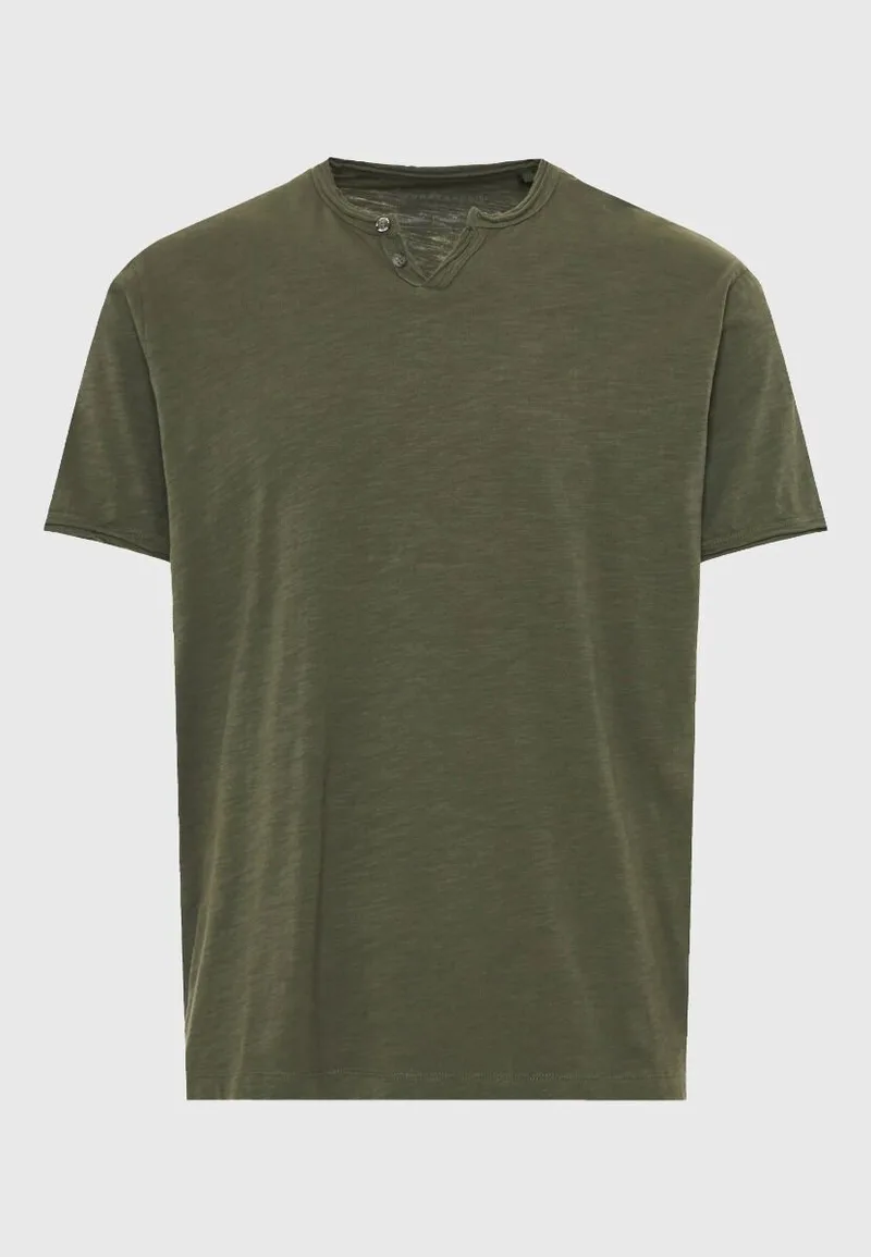 Funky Buddha Ανδρικό βαμβακερό t-shirt με v-neck FBM013-004-04 Χακί