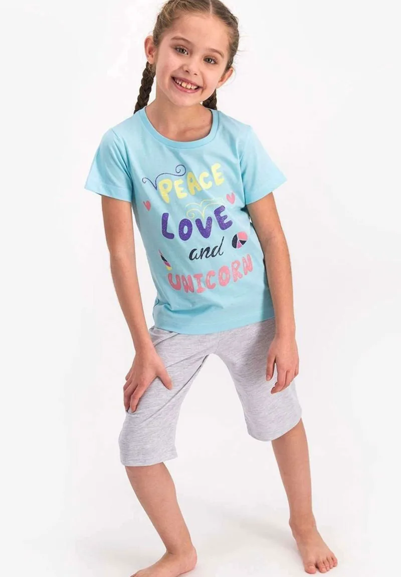 Πιτζάμα παιδική Rolypoly Peace Love RP1811-Γαλάζιο