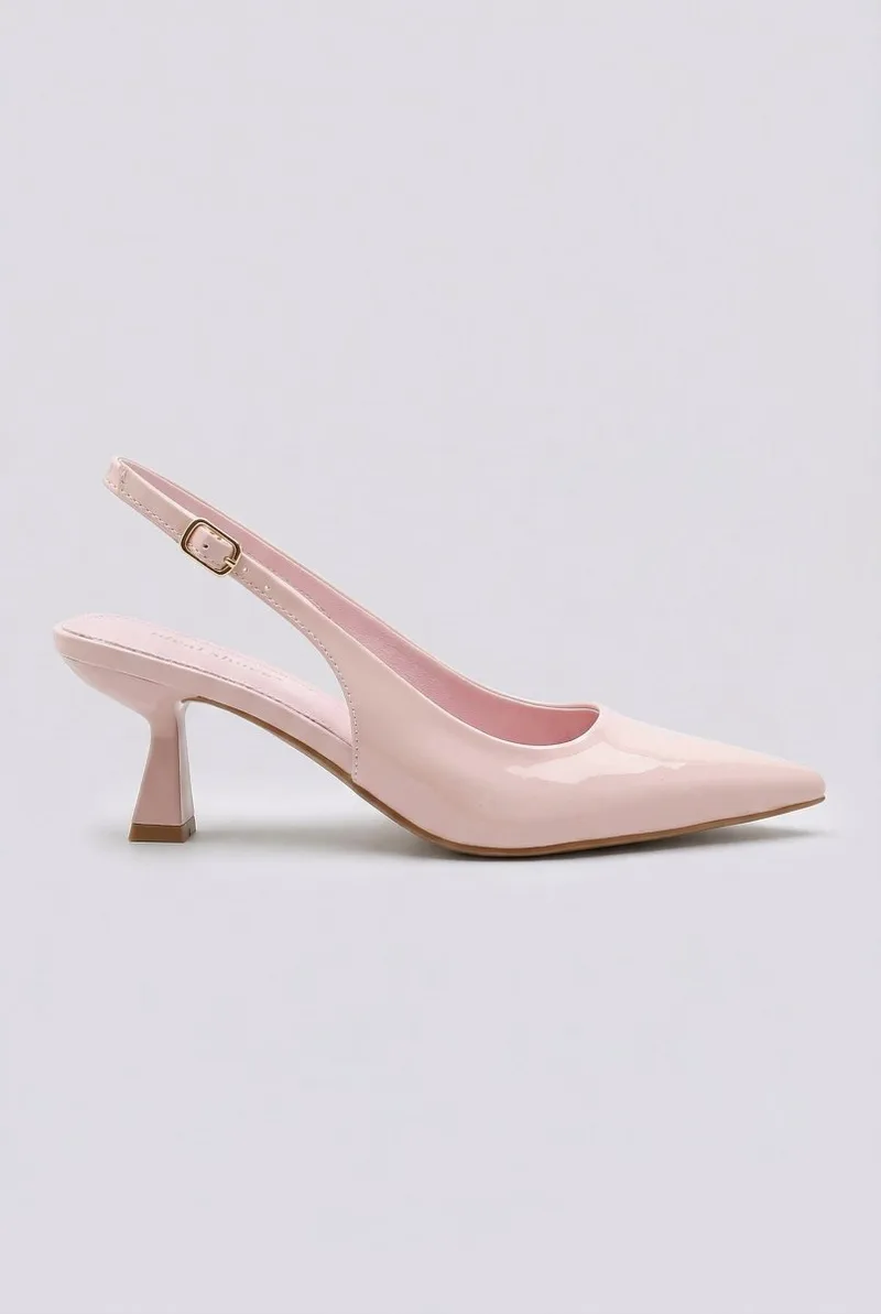 Ideal shoes Slingback Pumps - 5552 - Light Ροζ Patent