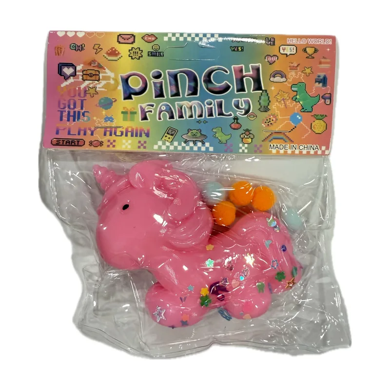 Antistress Taba Squishy Μονόκερος με Strass & Pon Pon Ροζ
