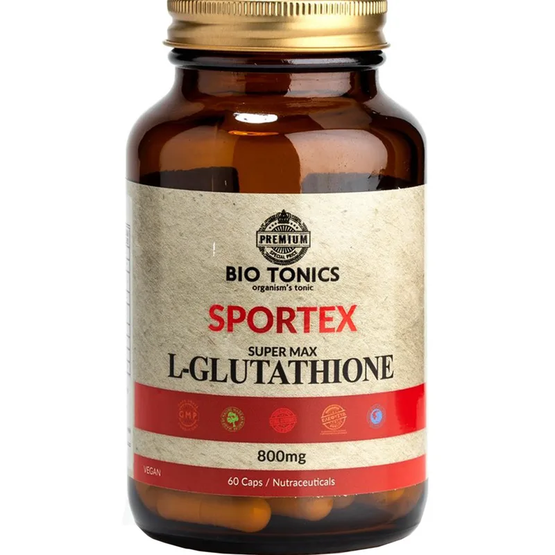 Bio Tonics Sportex Super Max L-Glutathione 800mg Συμπλήρωμα Διατροφής Αμινοξέος Γλουταθειόνης για Αποτοξίνωση του Ήπατος & Ανάπλαση Ιστών με Ισχυρές Αντιοξειδωτικές Ιδιότητες 60caps