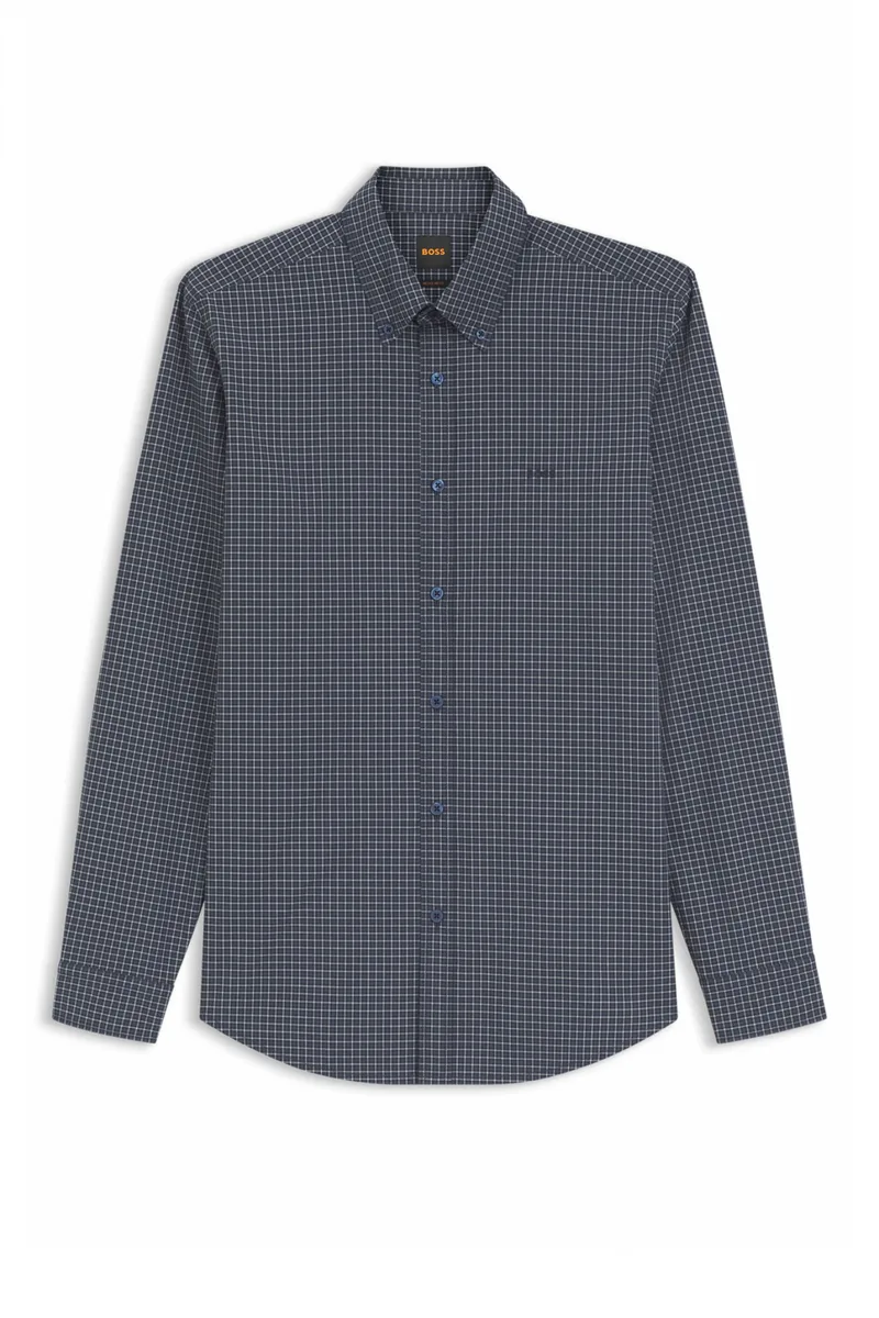 BOSS CASUAL ΠΟΥΚΑΜΙΣΟ ΚΑΡΩ REGULAR FIT Rickert_M ΜΠΛΕ