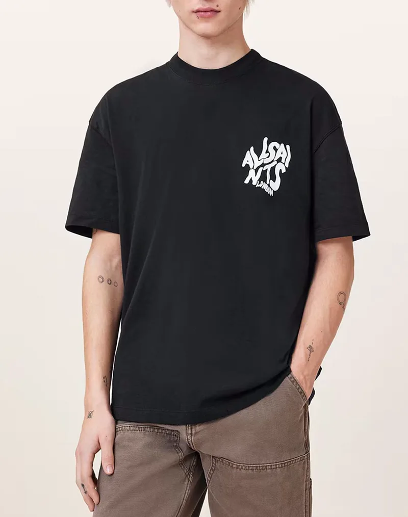 ALL SAINTS ORLANDO SS CREW M066PC-JET BLACK-JET BLACK JetBlack