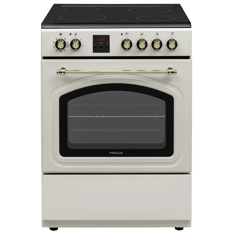 Finlux FLCR 600MDT Retro Ηλεκτρική Κουζίνα 69lt, με Κεραμικές Εστίες, Π60εκ, Α, Μπεζ FLCR 600MDT
