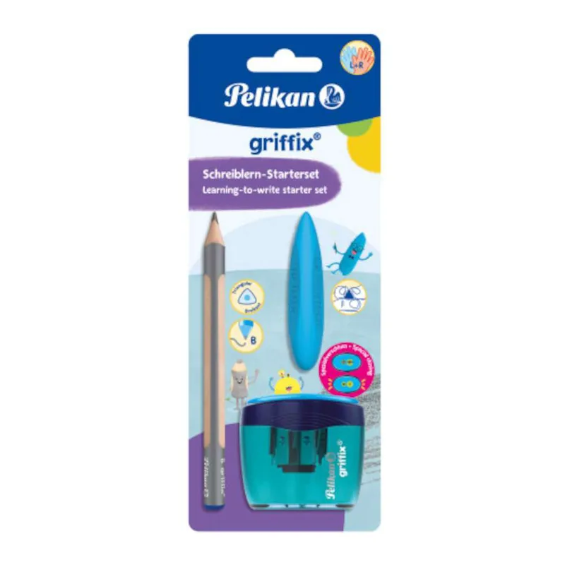 Pelikan Set Griffix Μολύβι,Γόμα,Ξύστρα Μπλε 1pc 823517