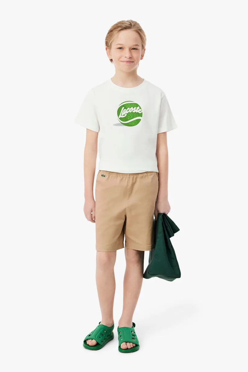 Lacoste παιδική βερμούδα chino με ελαστική μέση και λογότυπο Regular Fit - FJ7376 Μπεζ