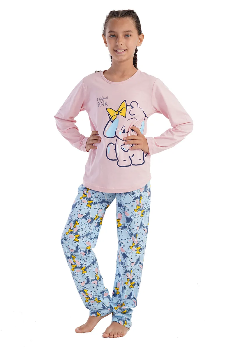 VienettaKids Παιδική χειμερινή βαμβακερή πυτζάμα "I Believe In Pink" για κορίτσια (3-10ετών)-305127