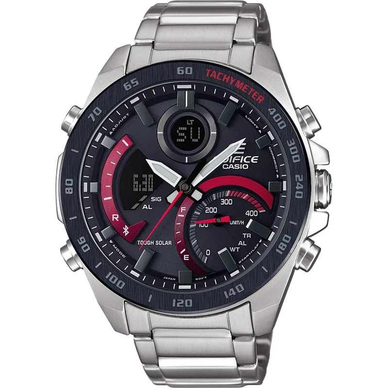 CASIO Edifice Solar Powered Premium Chronograph - ECB-900DB-1AER, Silver case with Stainless Steel Bracelet