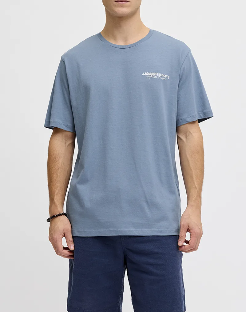JJREBEL JREBZACK TEE SS CREW NECK NOOS 12279441-FADED DENIM Blue