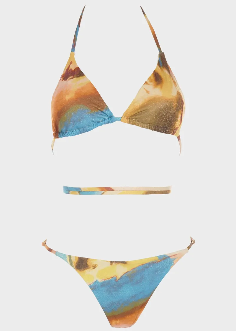 Set bikini τριγωνάκι με slip brazil. Καλύπτει B Cup ΚΙΤΡΙΝΟ