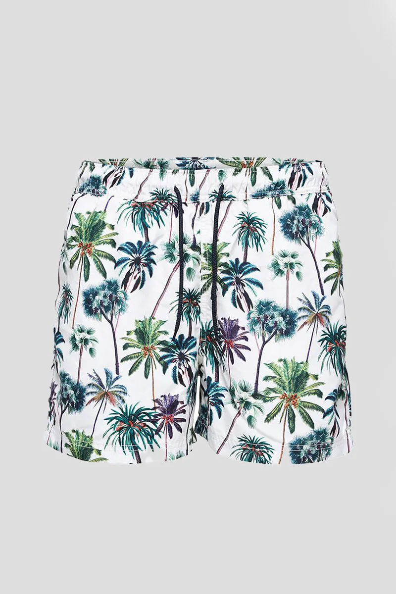 SELECTED HOMME Ανδρικό Λευκό Palm Tree Swimshorts