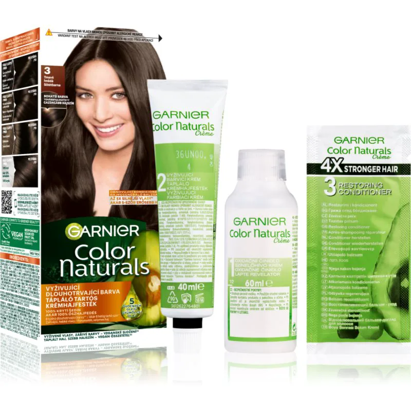 Garnier Color Naturals Creme βαφή μαλλιών απόχρωση 3 Natural Dark Brown 1 τμχ