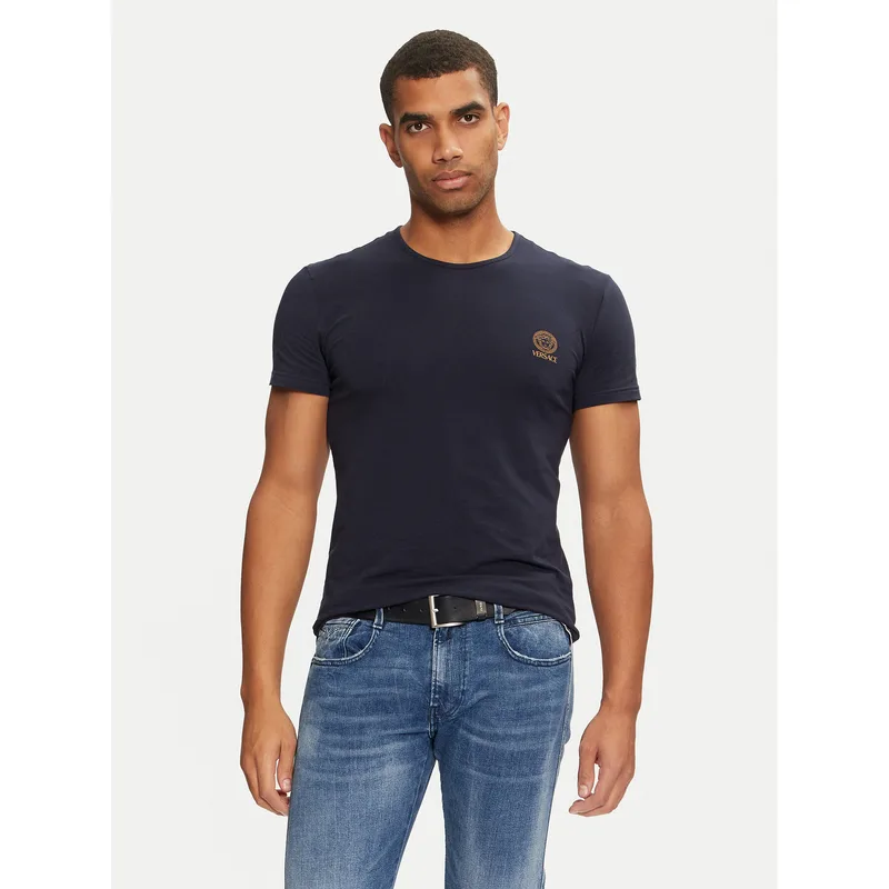 Versace T-Shirt AUU01005 1A1001 Σκούρο μπλε Regular Fit