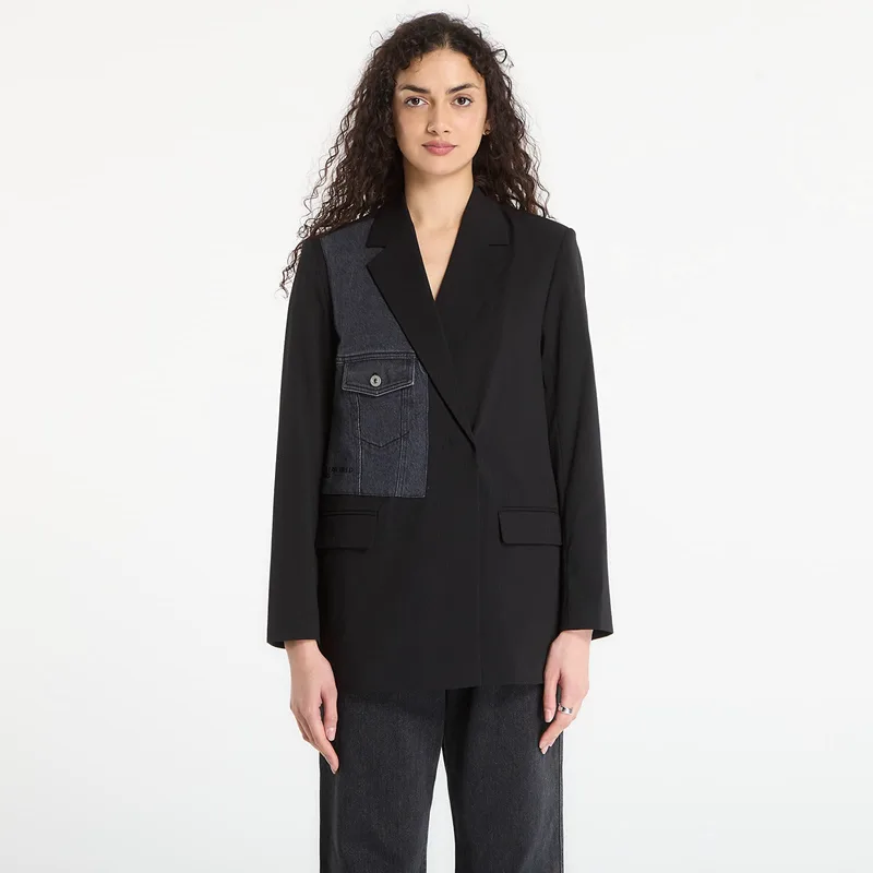 Παλτό Karl Lagerfeld Jeans Mixed Denim Blazer Washed Black/ Black S