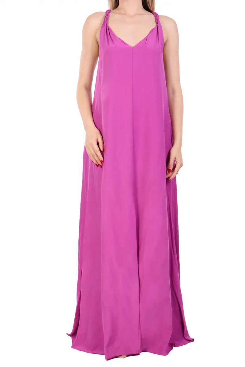 PATRIZIA PEPE ΦΟΡΕΜΑ MAXI V-NECK ΑΝΟΙΓΜΑ ΚΑΤΩ ΜΩΒ