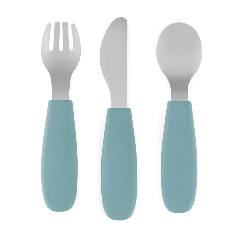 Petite&Mars Take&Match Stainless Steel Cutlery Set μαχαιροπίρουνο για παιδιά Frosted Sky 12m+ 3 τμχ