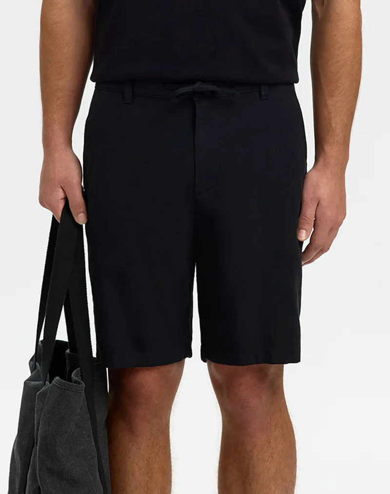 SELECTED SLMREGULAR-BRODY LINEN BLD SHORTS NOOS 16087638-BLACK Black