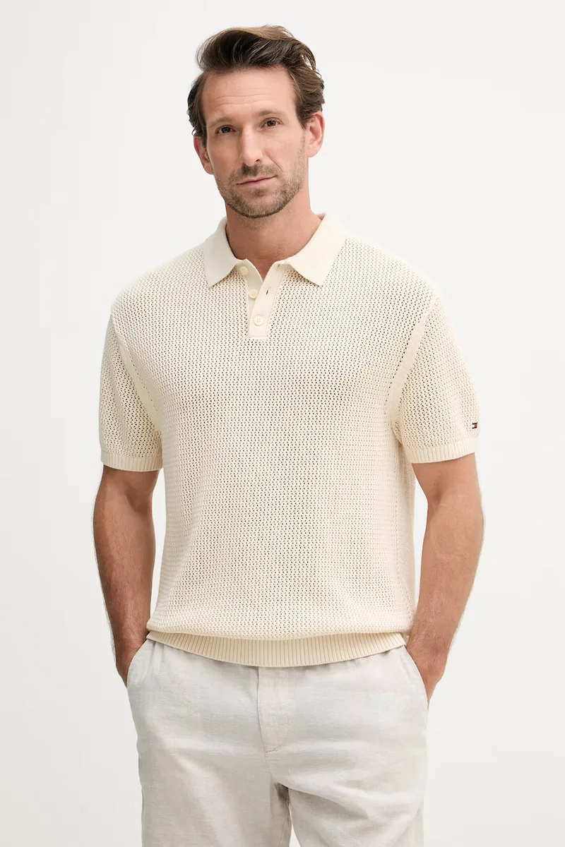Tommy Hilfiger Πλεκτό μπλουζάκι πόλο ανδρικό βαμβακερό SUMMER