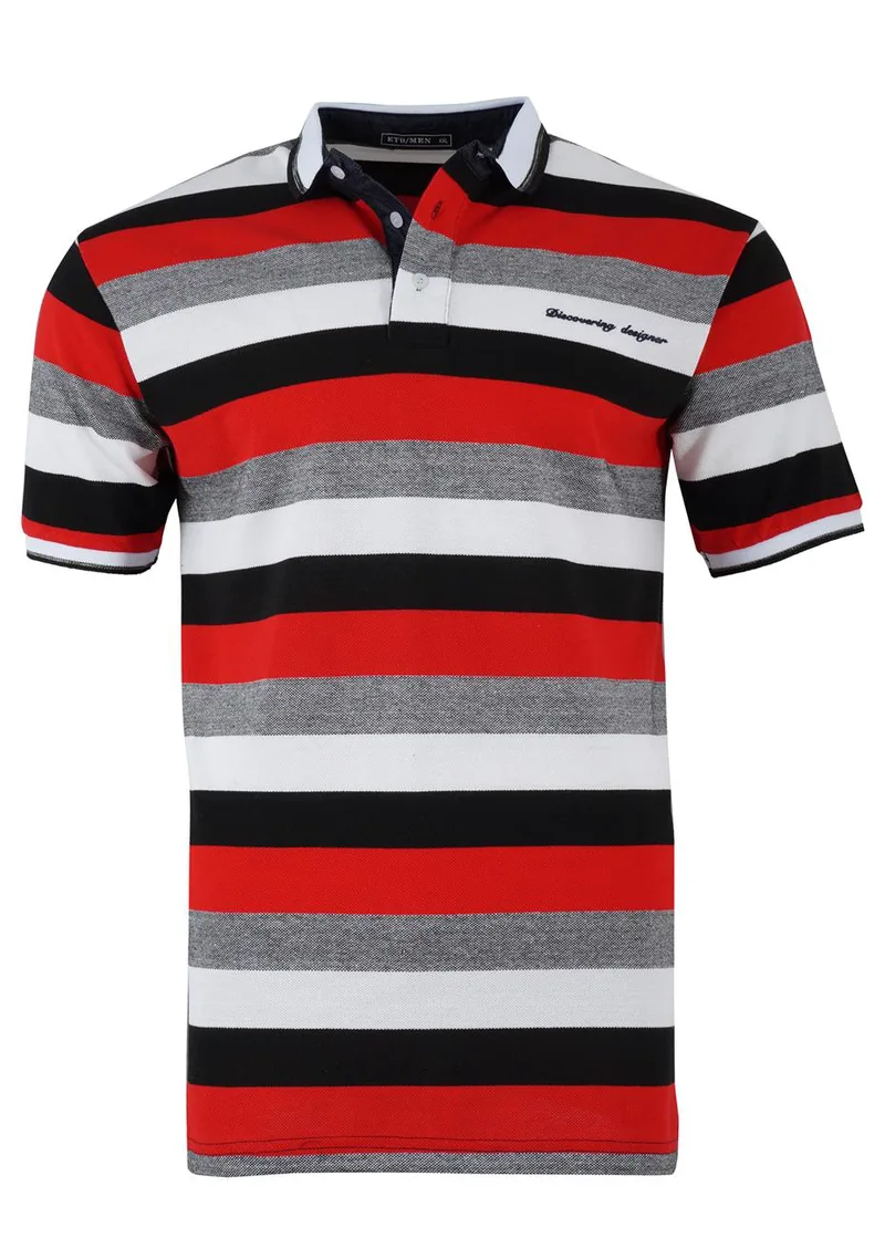 Αντρική μπλούζα ριγέ γραμμή polo. Timeless style ΚΟΚΚΙΝΟ