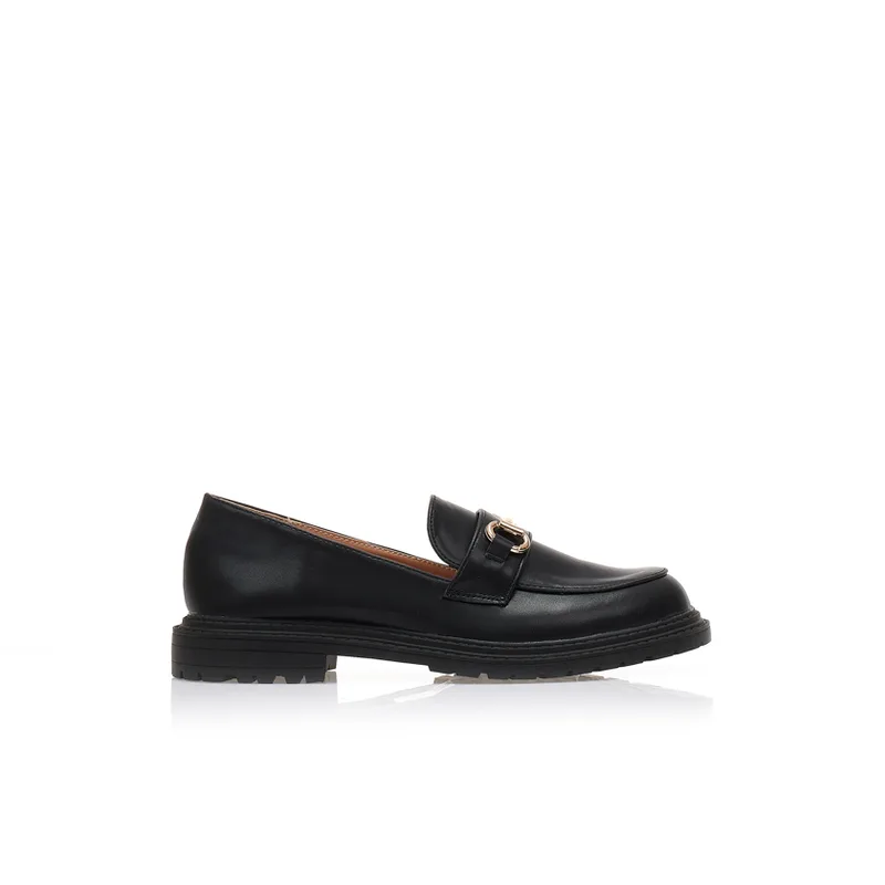 Oxfords μαύρα δερματίνη με διακοσμητική αγκράφα ΜΑΥΡΟ
