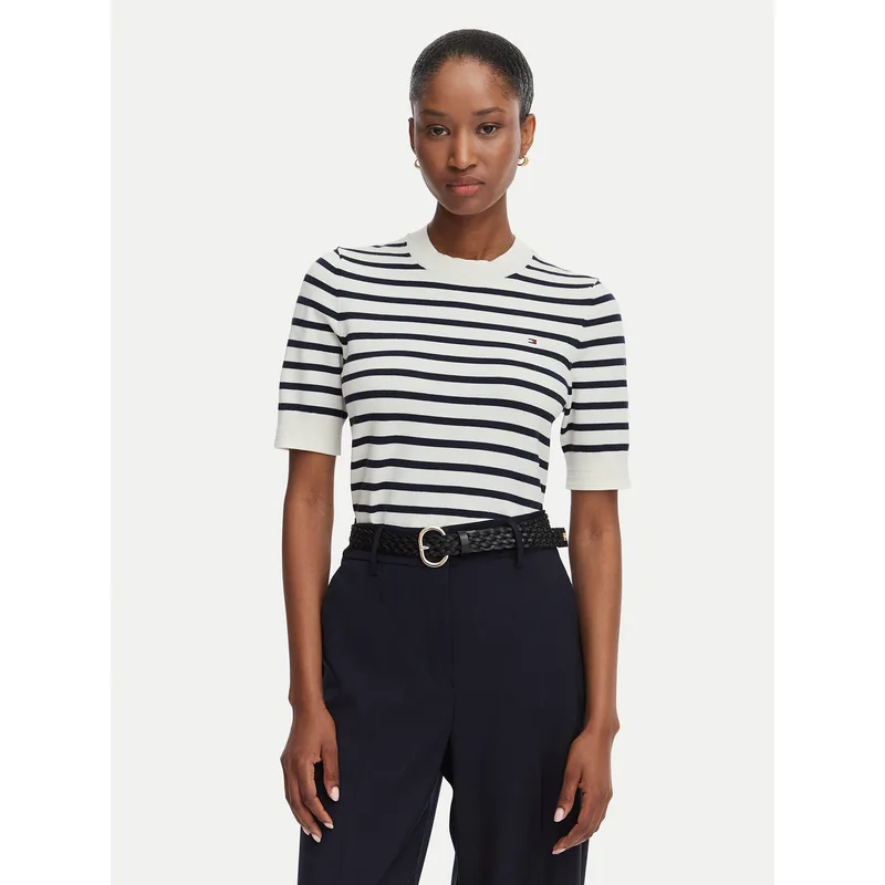 Tommy Hilfiger T-Shirt WW0WW49705 Κρεμ Regular Fit