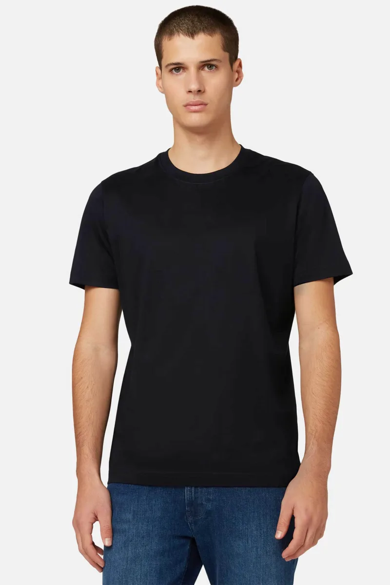 Boggi Milano ανδρικό T-shirt μονόχρωμο Regular Fit - BO24C005801 Μπλε Navy