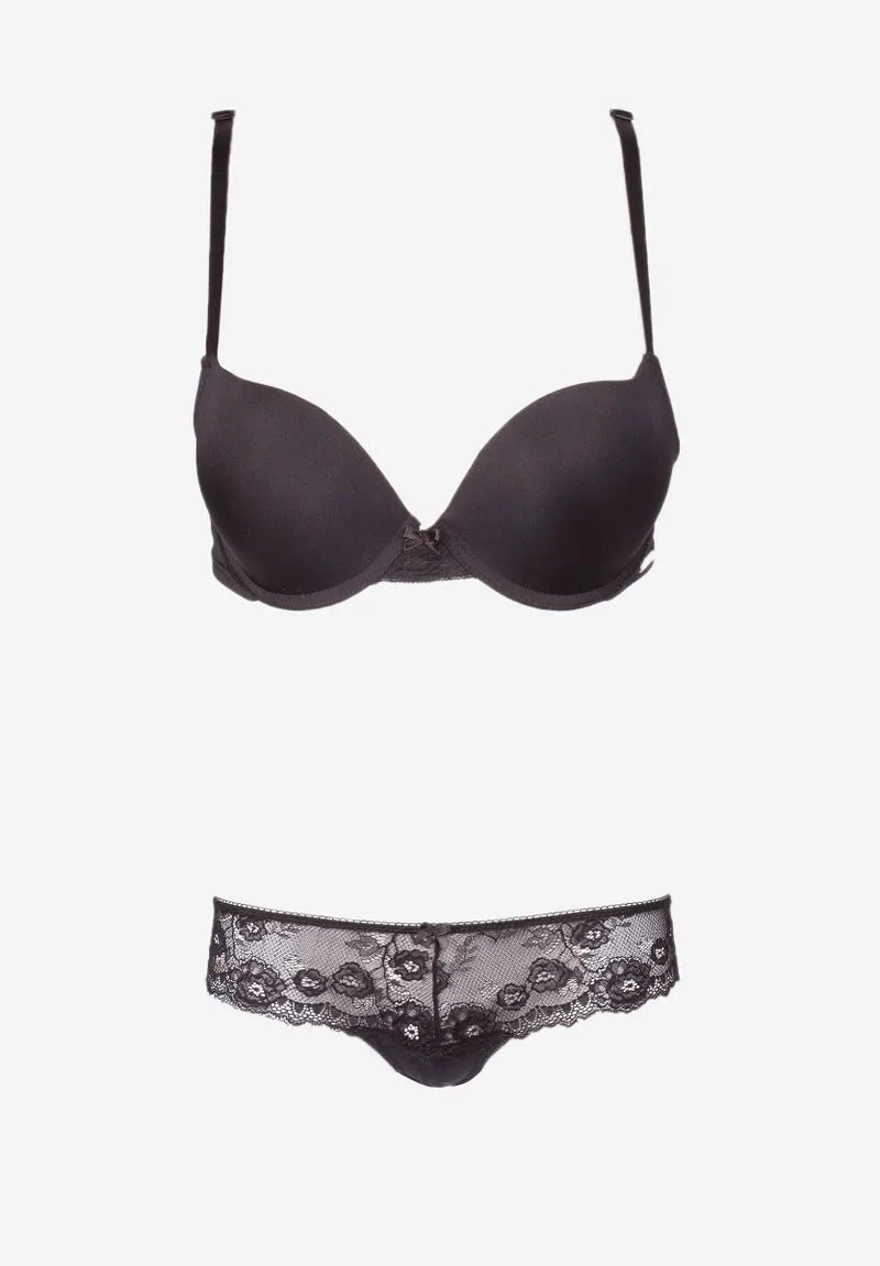 Σετ σουτιέν Soft Push Up με Brazil 8038-Μαύρο