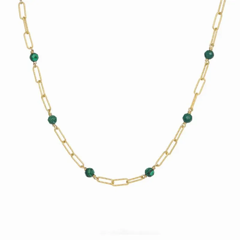 Επίχρυσο γυναικείο κολιέ 925 Malachite 047869 047869 Ασήμι