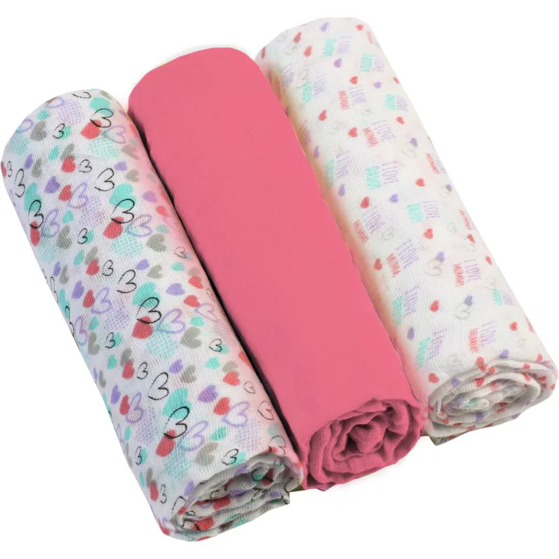 BabyOno Diaper Super Soft υφασμάτινες πάνες Ροζ 70 × 70 cm 3 τμχ