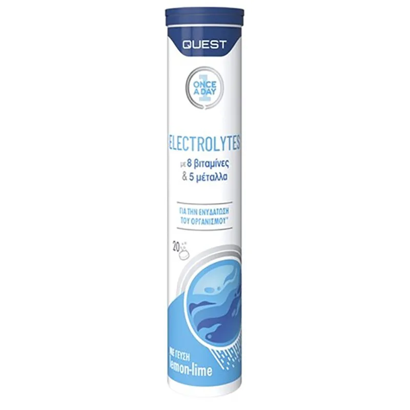 Quest Electrolytes Lemon-Lime Συμπλήρωμα Διατροφής για την Ενυδάτωση του Οργανισμού 20 Effer.tabs