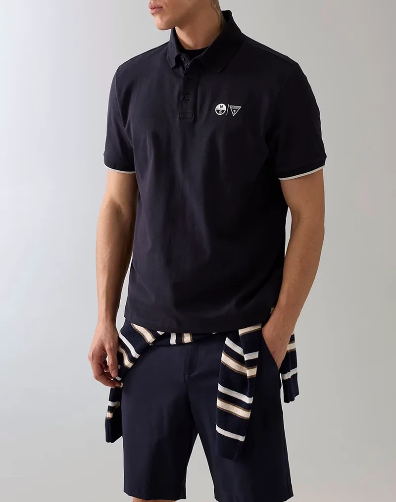 GUESS GUESSXNS - SS MINI LOGO POLO ΜΠΛΟΥΖΑ ΑΝΔΡΙΚΟ M6GP47K3323-G7V2 DarkBlue