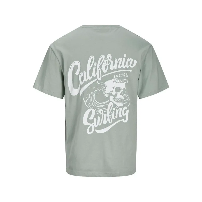 Jack & Jones "Ezekiel Backprint" T-shirt σε Plus fit γραμμή,με μεταξοτυπία στο στήθος και την πλάτη - Iceberg Green