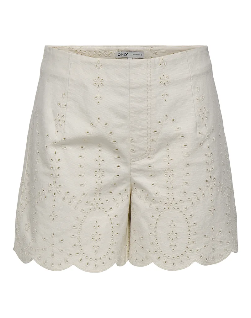 ONLY ONLELSA CROCHET SHORTS OTW 15363808-Cloud Dancer OffWhite