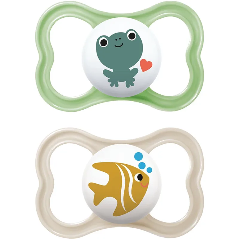 Mam Air Silicone Soother 16m+ Ορθοδοντικές Πιπίλες Σιλικόνης με Θήκη Μεταφοράς, 2 Τεμάχια Κωδ 275SUc - Πράσινο / Καφέ Ανοιχτό