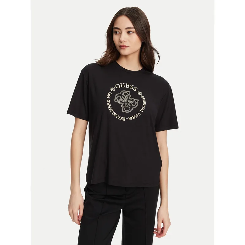 Guess T-Shirt V5YI05 KCOA2 Μαύρο Regular Fit