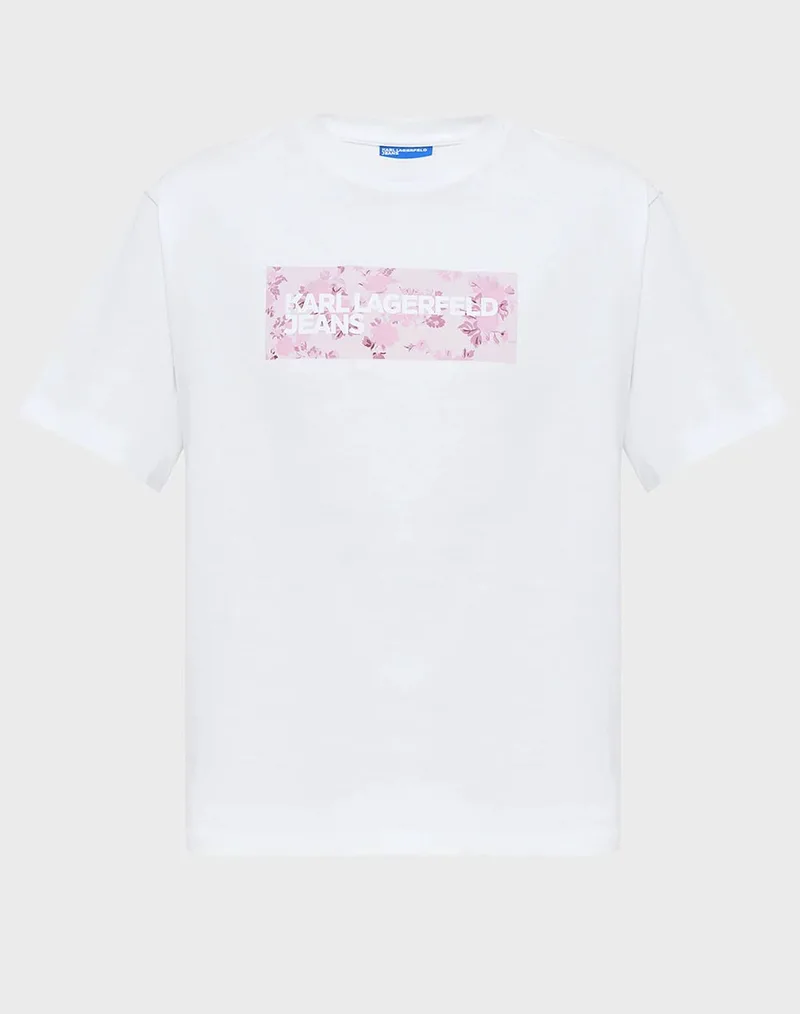KARL LAGERFELD JEANS KLJ REG FLORAL LOGO TEE B2W17071-100 White
