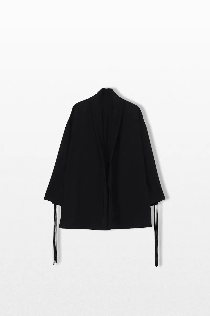 YOHJI YAMAMOTO Ανδρικό Μαύρο China Buttun Scarf Jacket