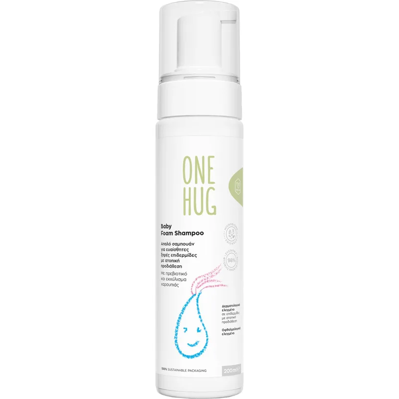 One Hug Baby Foam Shampoo Βρεφικό Σαμπουάν σε Μορφή Αφρού Κατάλληλο για Ξηρές Επιδερμίδες με Ατοπική Προδιάθεση 200ml