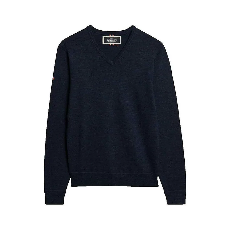 Πουλόβερ Superdry Pull col en V Mérinos pour homme