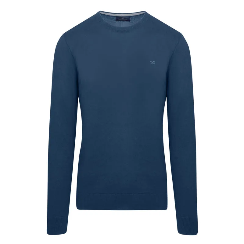 Logo-Embroidered Πλεκτή Μπλούζα Πετρόλ in Cotton (Modern Fit) New Arrival
