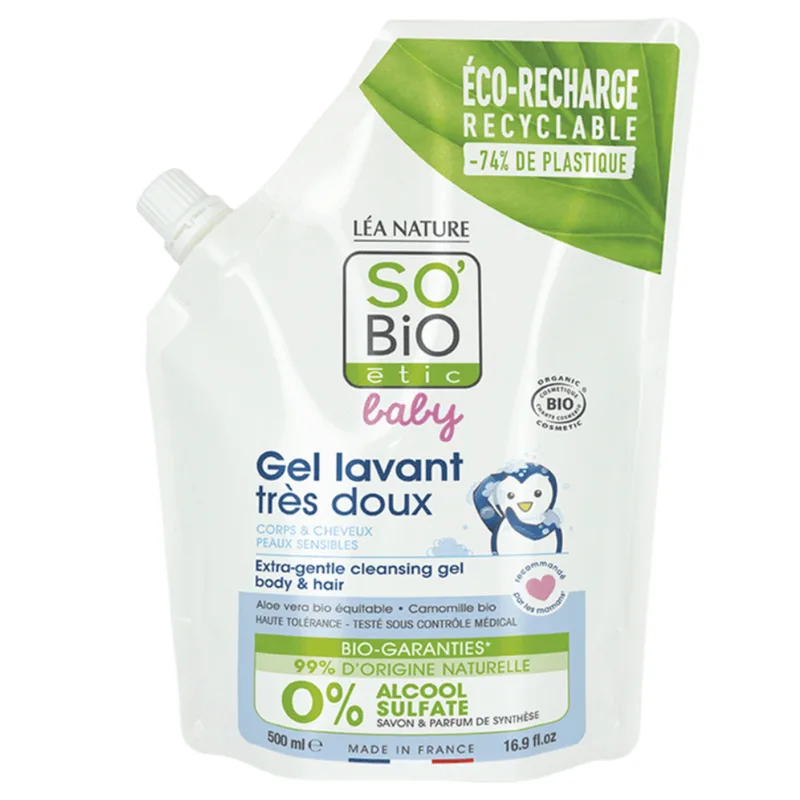 LÉa nature so bio étic Baby - 2x1 Shampoo and Delicate Shower, refill from 500 ml